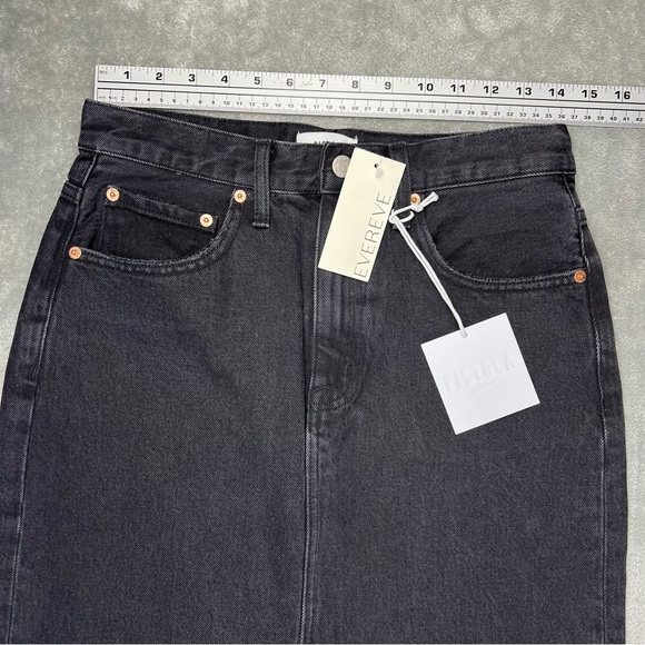 Pistola Alice Denim Midi Skirt Womens 28 Black Underground Evereve Raw Hem NWT - Picture 6 of 10